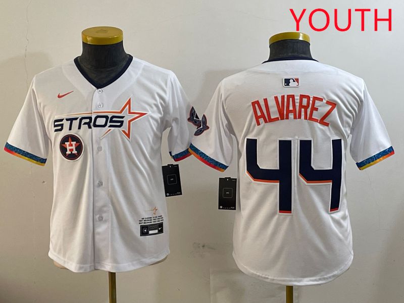 Youth Houston Astros #44 Alvarez White Fourth generation Joint Name 2025 Nike MLB Jersey style 7